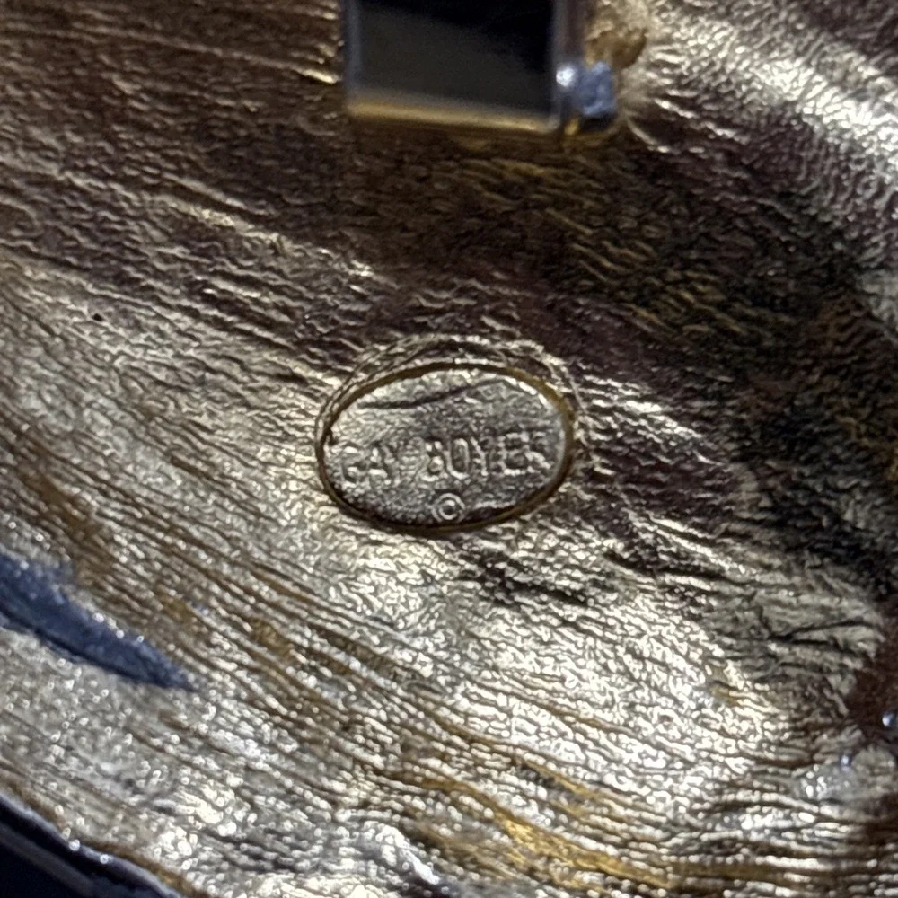 GAY BOYER BELT BUCKLE - WAVY DESIGN‎ - GOLD/SILVER TWO TONE